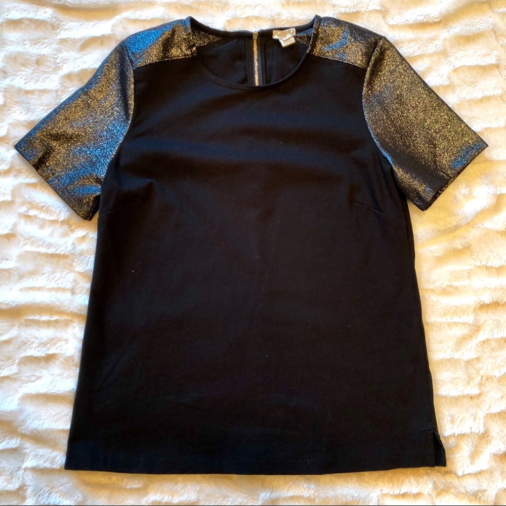 J. Crew Metallic Sleeve Top